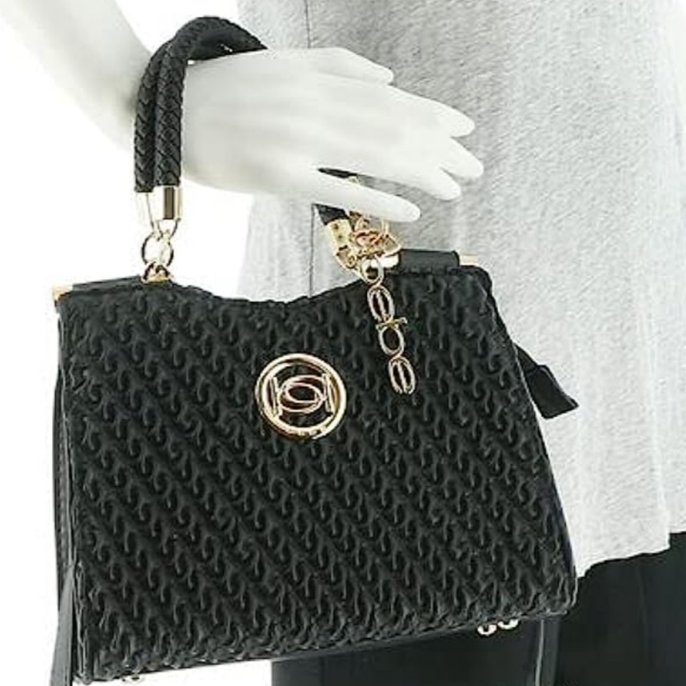 NWoT BEBE Black Satchel Crossbody Convertible Gold Black Satchel Adjustable - Picture 13 of 15